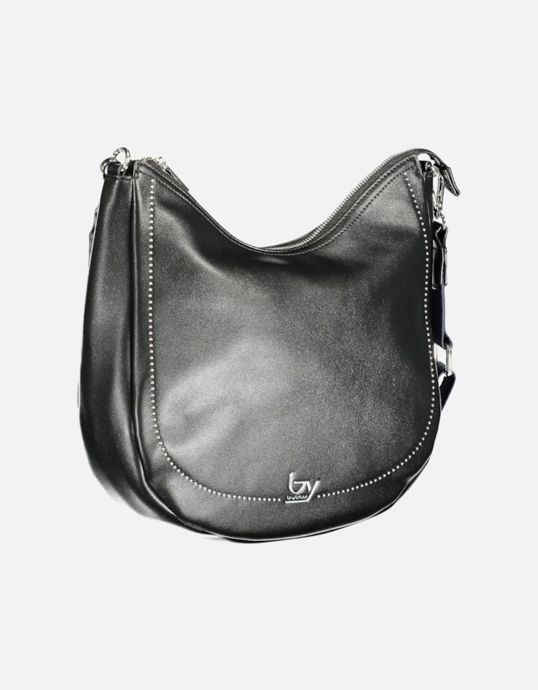 Sleek Black Handbag with Adjustable Strap and Practical Interior Women