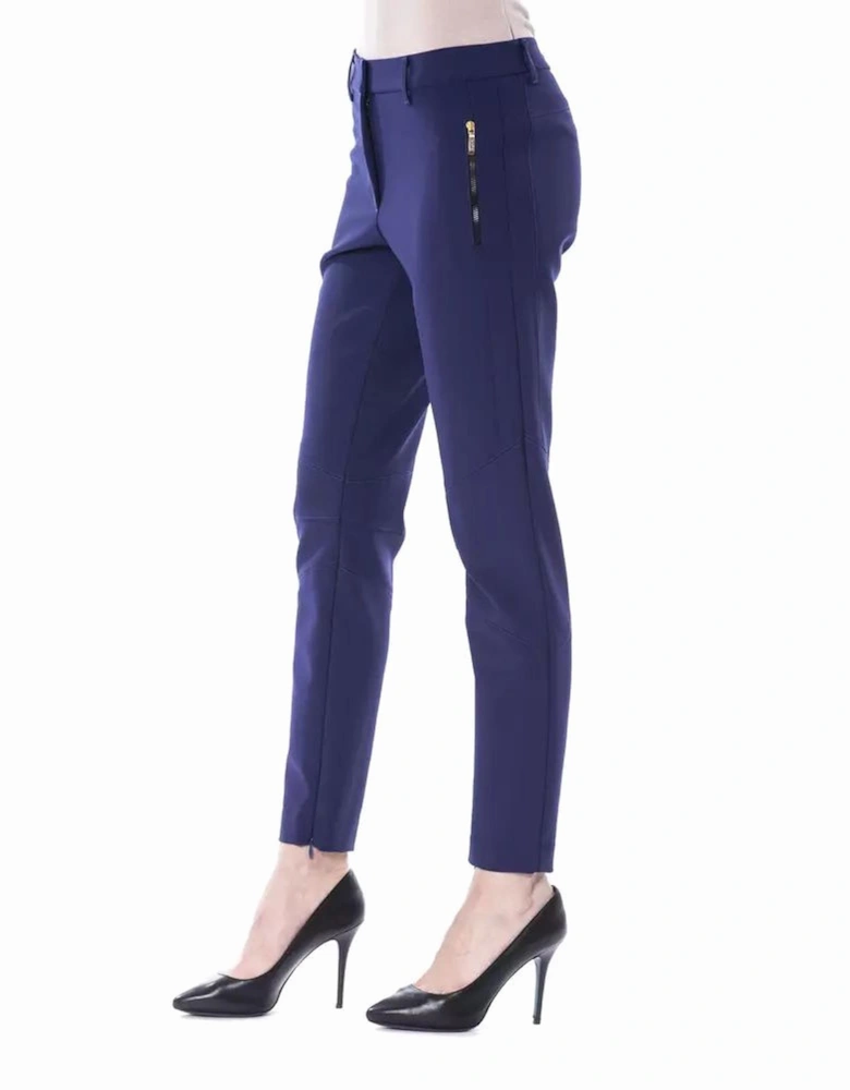 Slim Fit Pants with Zip Pockets Women - Blue Jeans