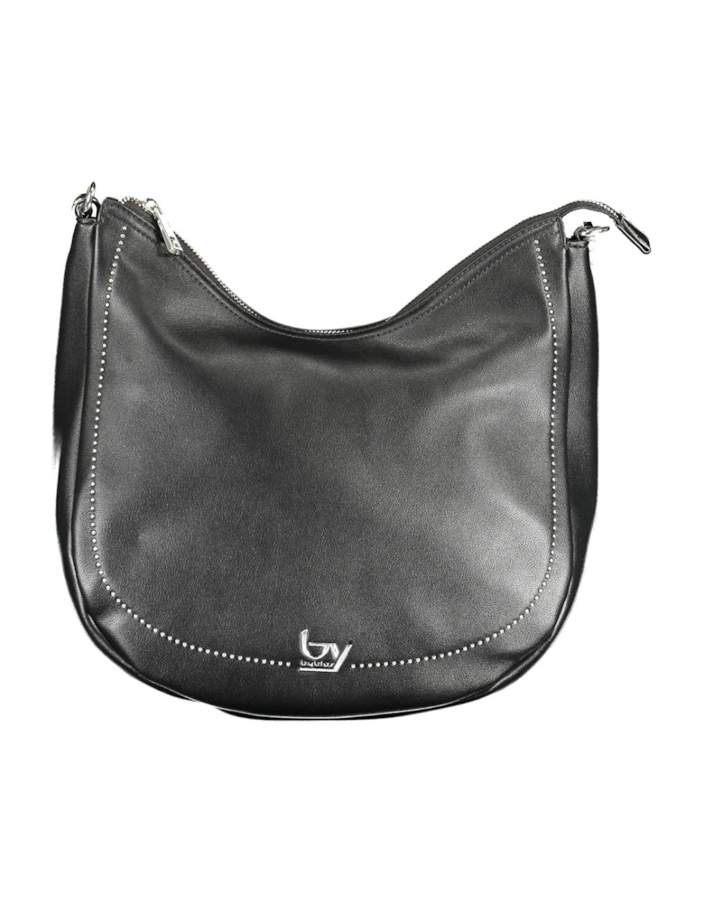 Sleek Black Handbag with Adjustable Strap and Practical Interior Women