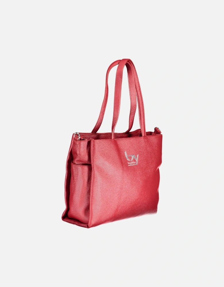 Red Versatile Handbag with Shoulder Straps and Removable Chain Women -