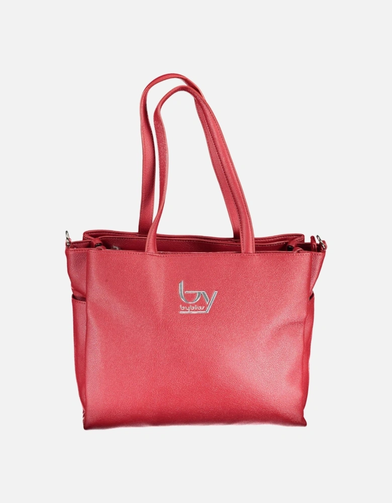 Red Versatile Handbag with Shoulder Straps and Removable Chain Women -