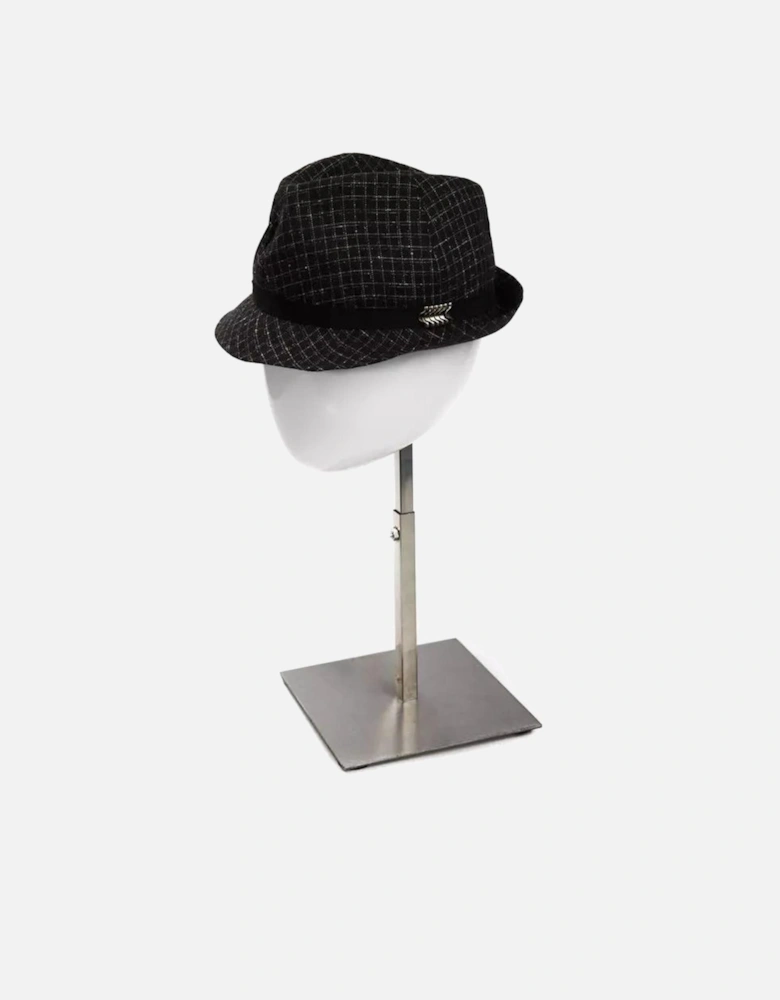 Woven Fedora Hat Metallic Accents Women - Black