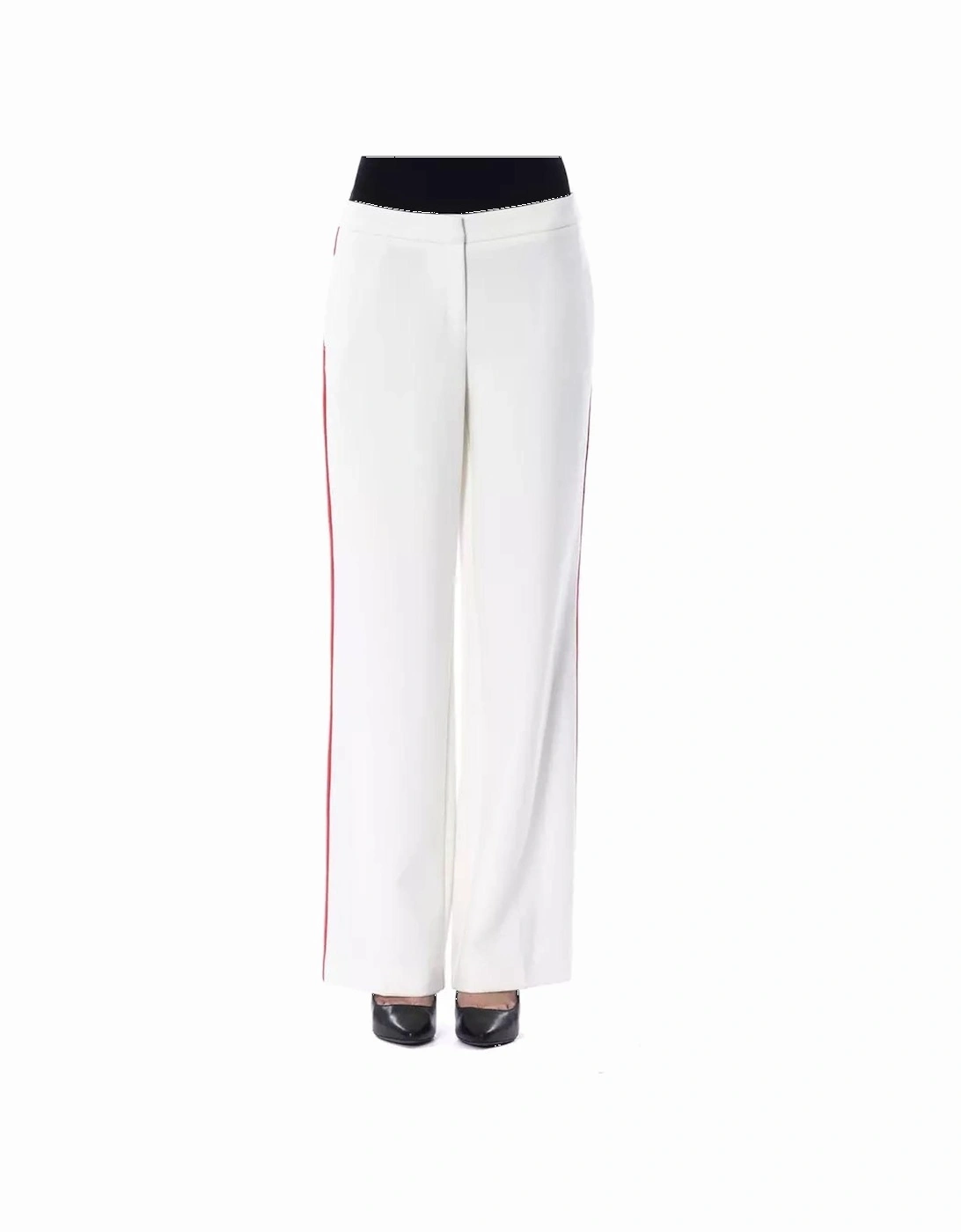 Wide Leg Pants Red Side Stripe Women - White Jeans, 4 of 3