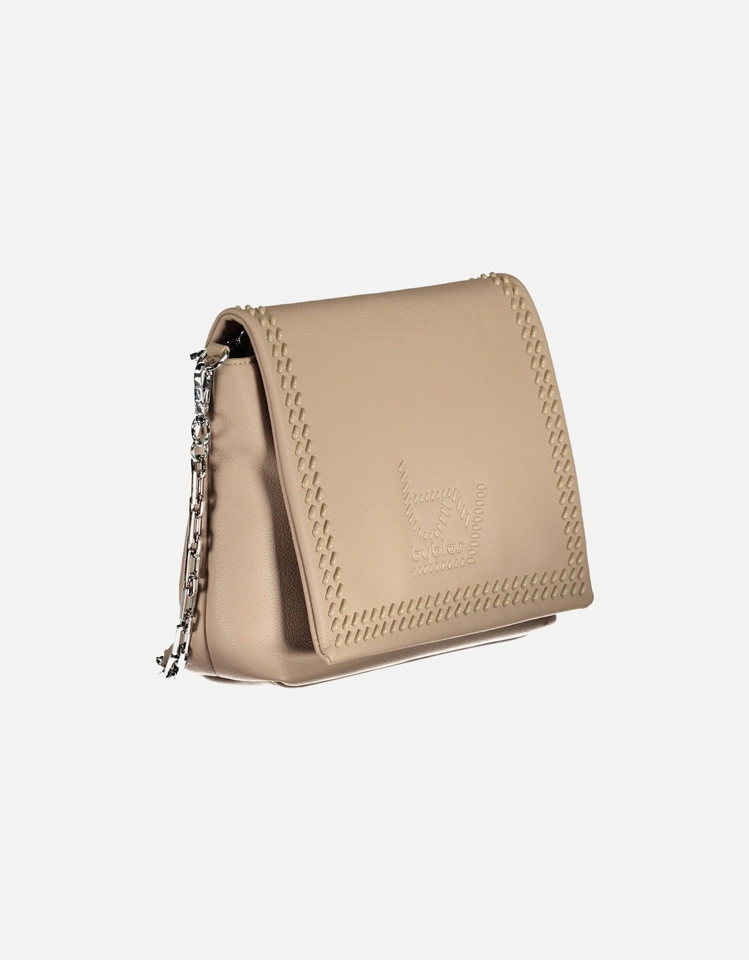 Versatile Beige Shoulder Bag with Chain Handle and Detachable Strap