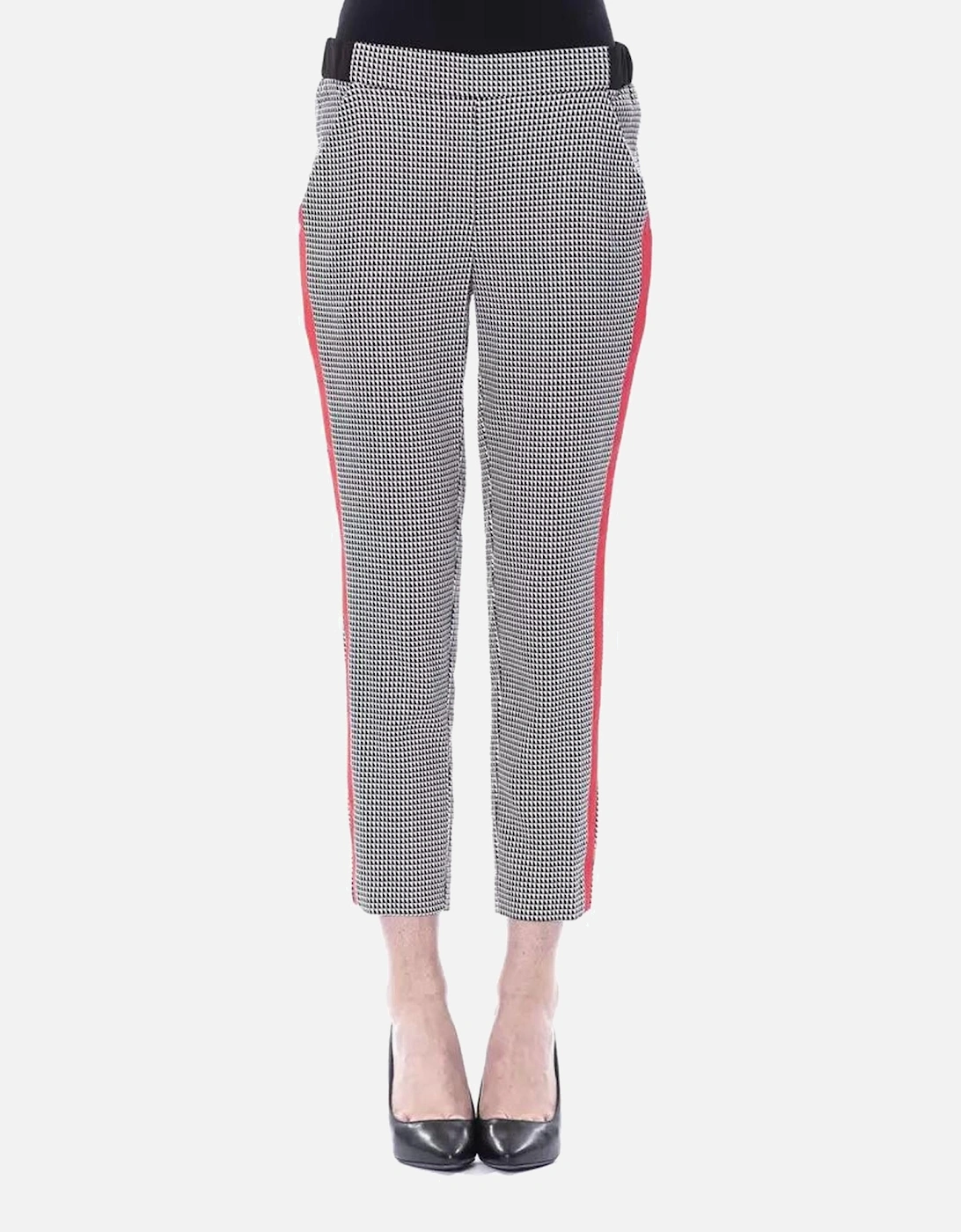 Cropped Houndstooth Pants Red Side Stripe Women - Black And White, 4 of 3