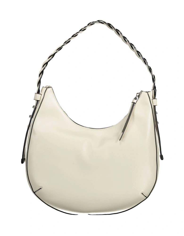 Sleek White Handbag with Adjustable Handle and Zip Closure Women