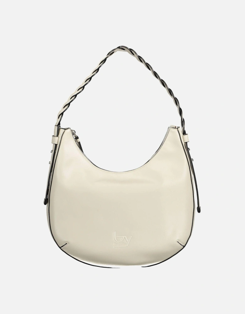 Sleek White Handbag with Adjustable Handle and Zip Closure Women