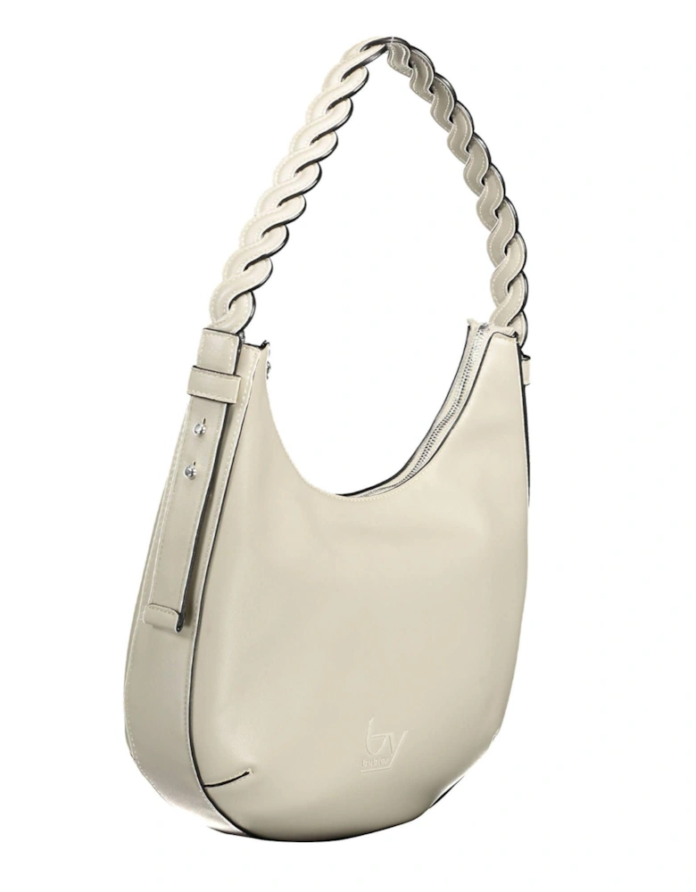 Sleek White Handbag with Adjustable Handle and Zip Closure Women