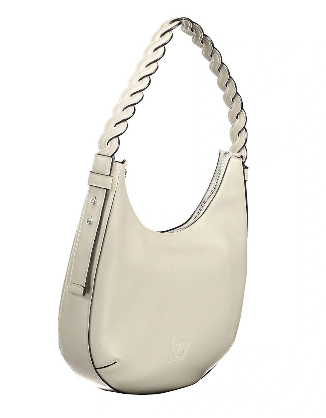 Sleek White Handbag with Adjustable Handle and Zip Closure Women