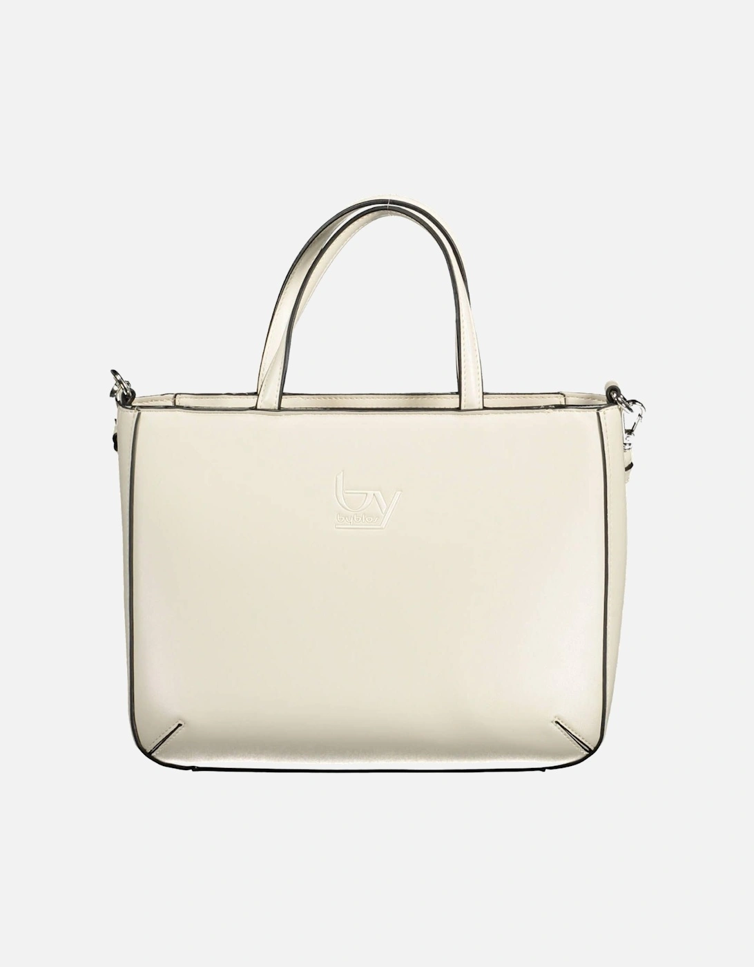 Functional White Handbag with Detachable Strap and Contrasting Details, 4 of 3