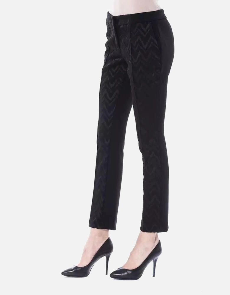 Zigzag Pattern Cropped Trousers Women - Black Jeans