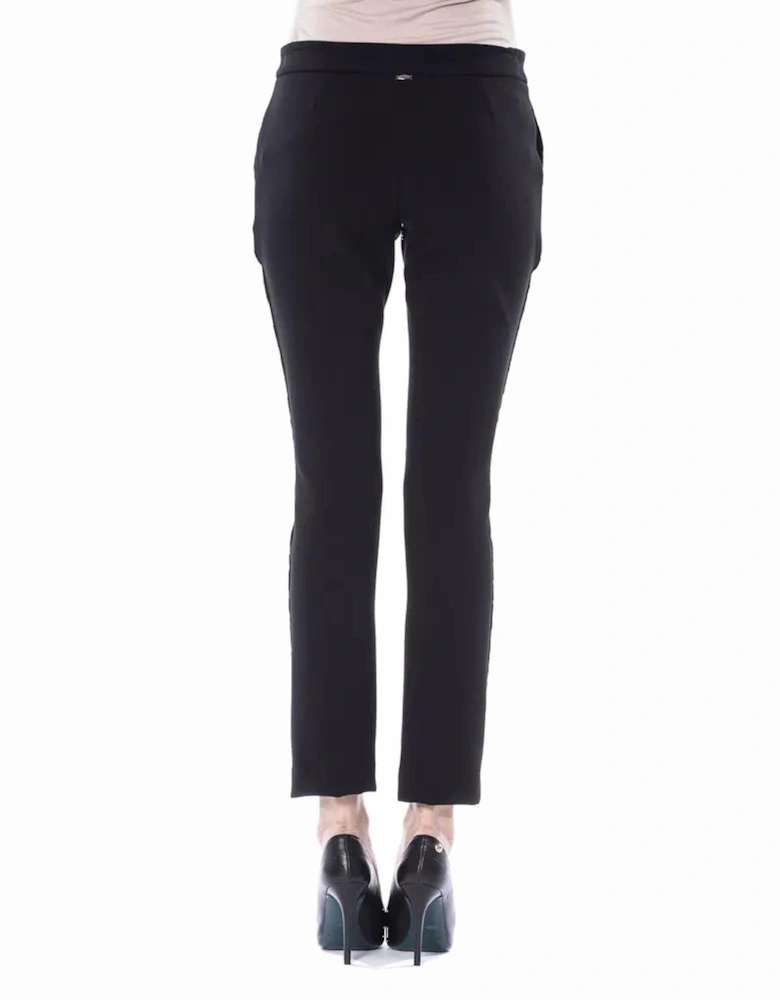 Zigzag Pattern Cropped Trousers Women - Black Jeans