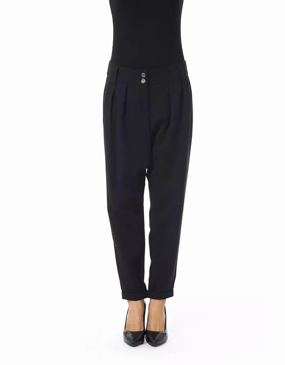 Pleated Cropped Pants ModelBY17629 Women - Black Jeans, 5 of 4