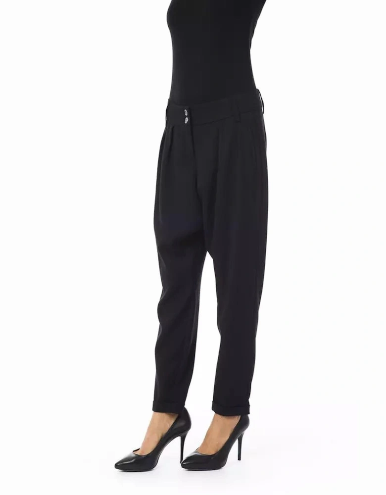 Pleated Cropped Pants ModelBY17629 Women - Black Jeans