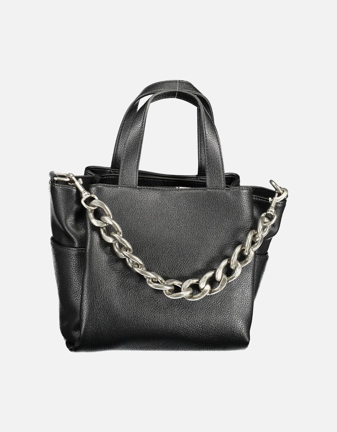 Modern Black Handbag with Adjustable Strap and Multiple Pockets. Women