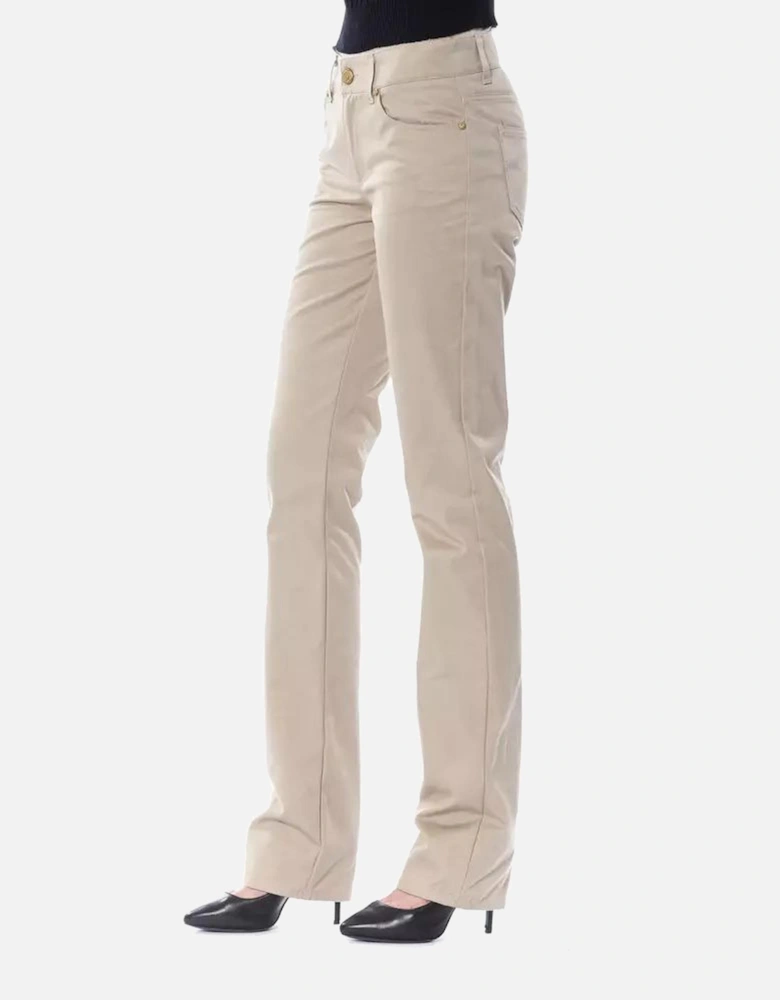 Sophisticated Tailored Cotton Pants with Signature Button Women -