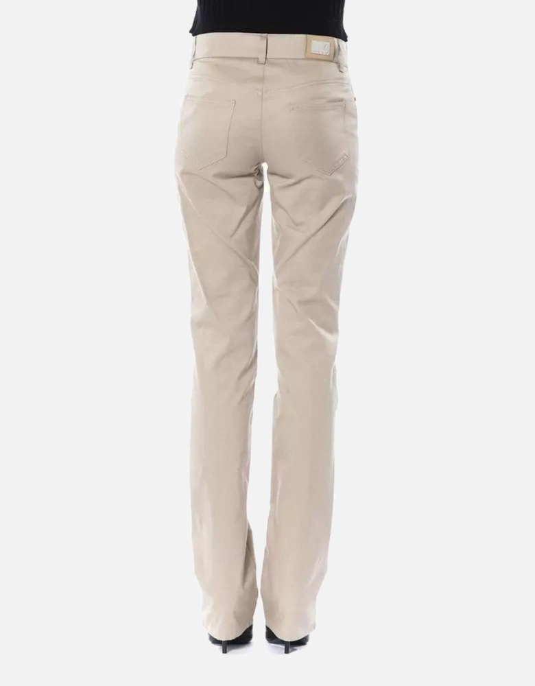 Sophisticated Tailored Cotton Pants with Signature Button Women -