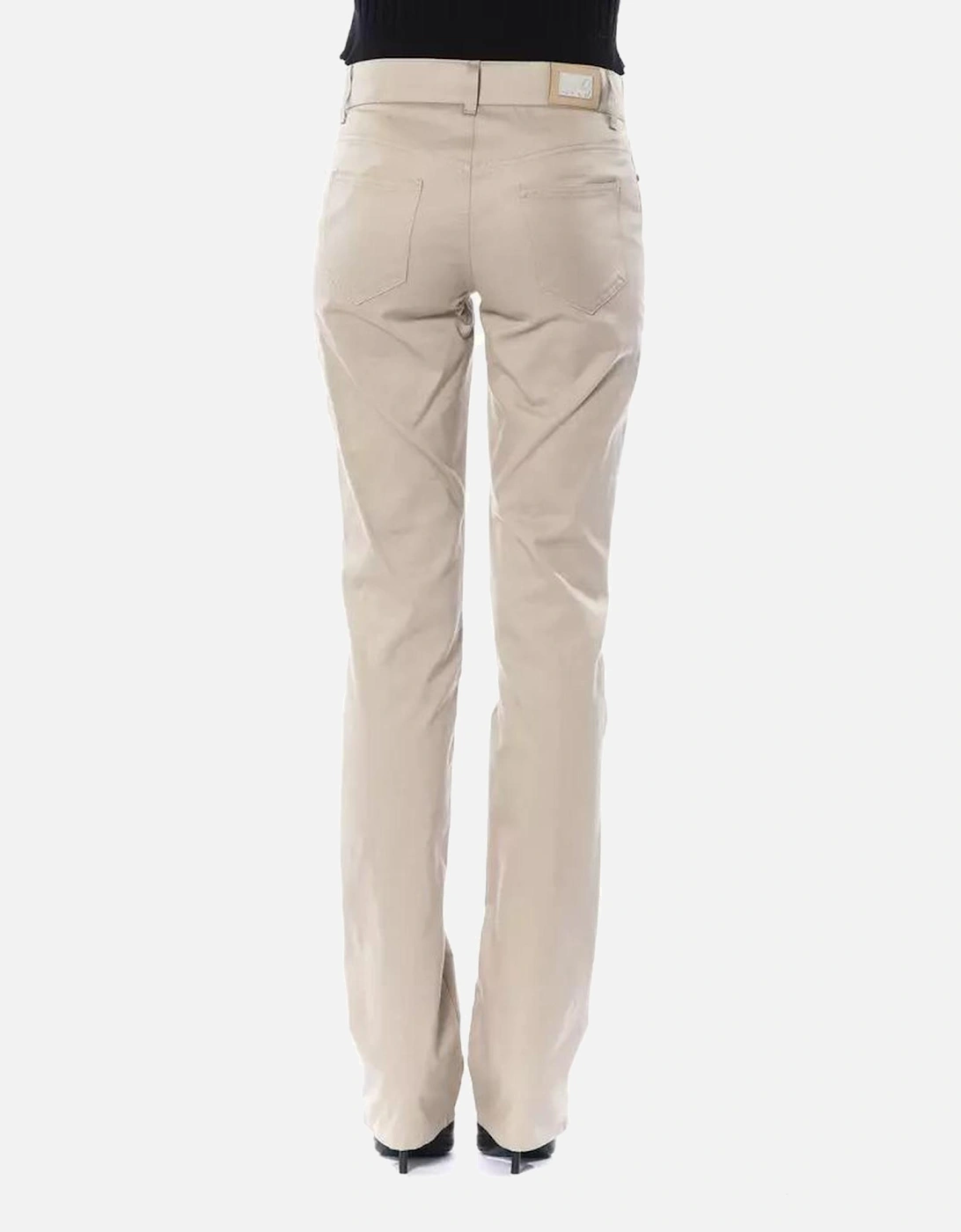 Sophisticated Tailored Cotton Pants with Signature Button Women -