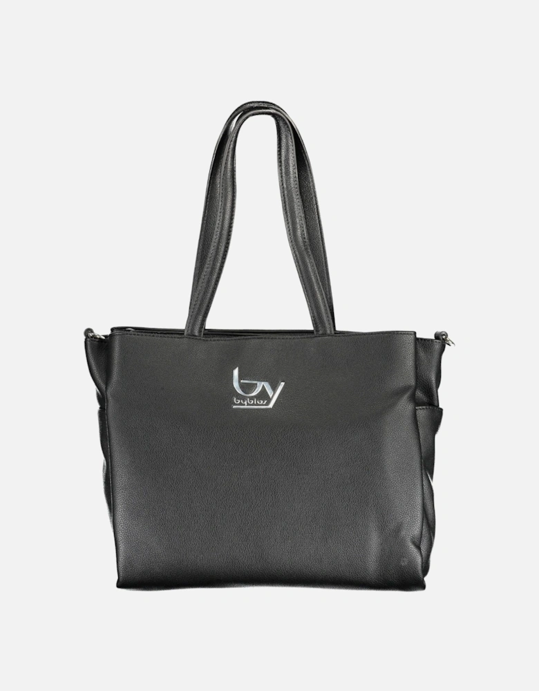 Versatile Black Handbag with Detachable Chain Strap and External