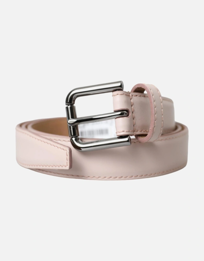 Leather Logo Belt with Metal Buckle Women - Pink
