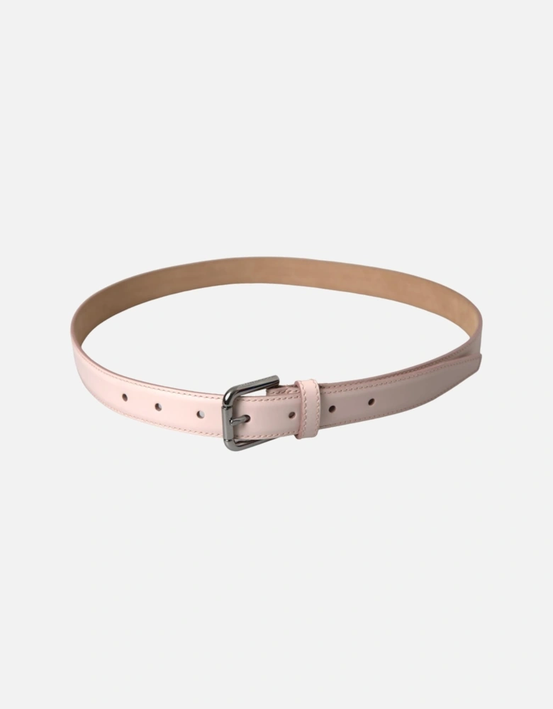 Leather Logo Belt with Metal Buckle Women - Pink