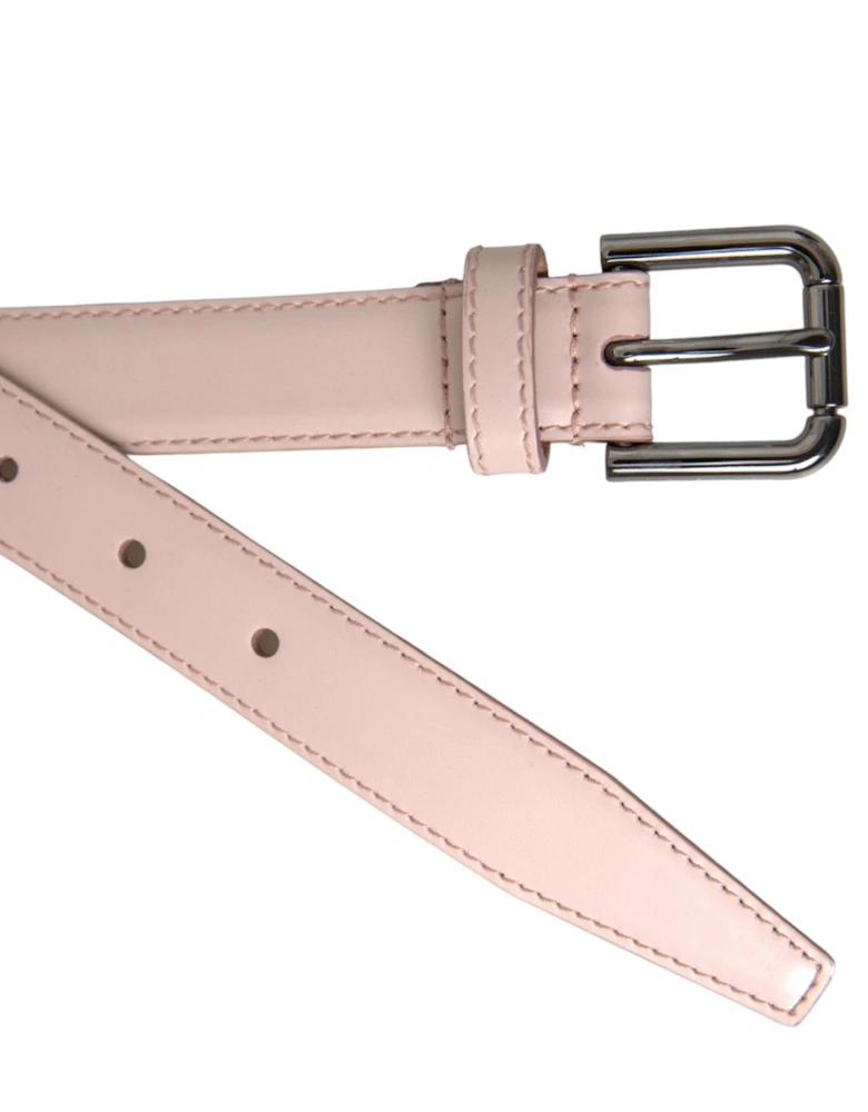 Leather Logo Belt with Metal Buckle Women - Pink