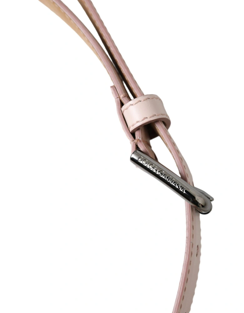 Leather Logo Belt with Metal Buckle Women - Pink