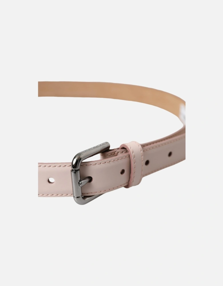 Leather Logo Belt with Metal Buckle Women - Pink