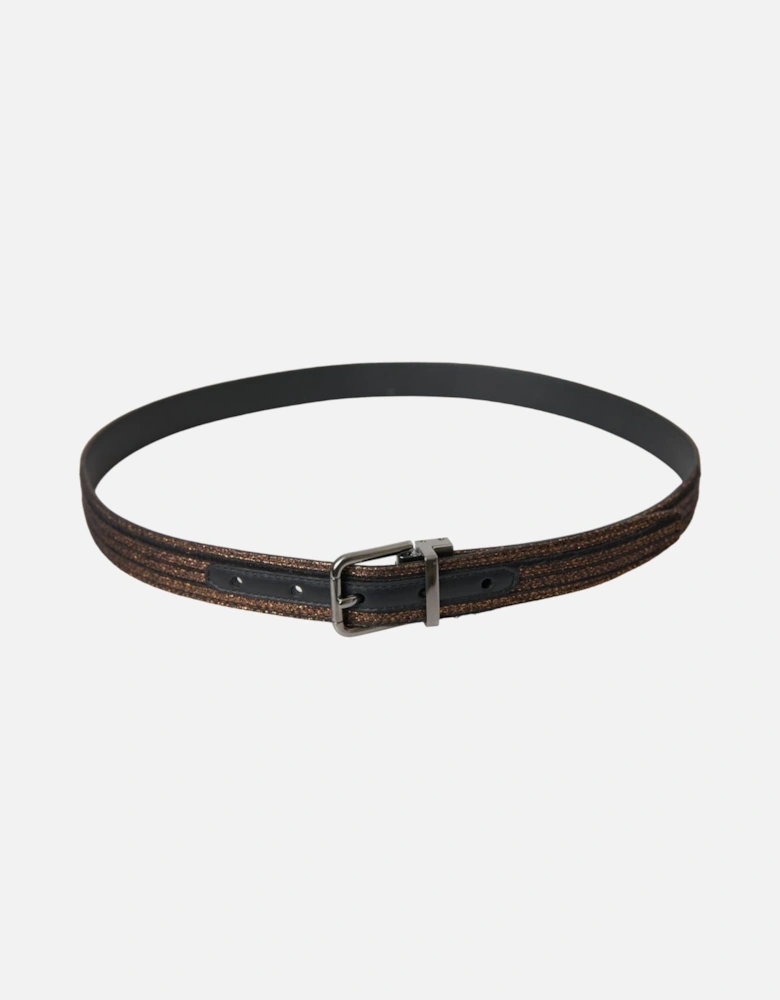 Authentic Leather Belt with Engraved Metal Logo Buckle Women - Gold