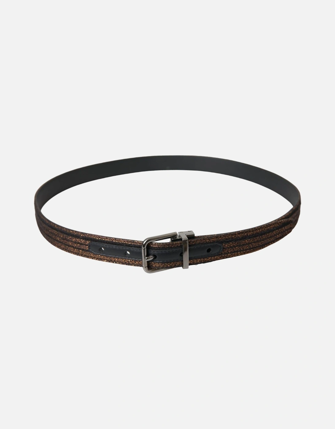Authentic Leather Belt with Engraved Metal Logo Buckle Women - Gold