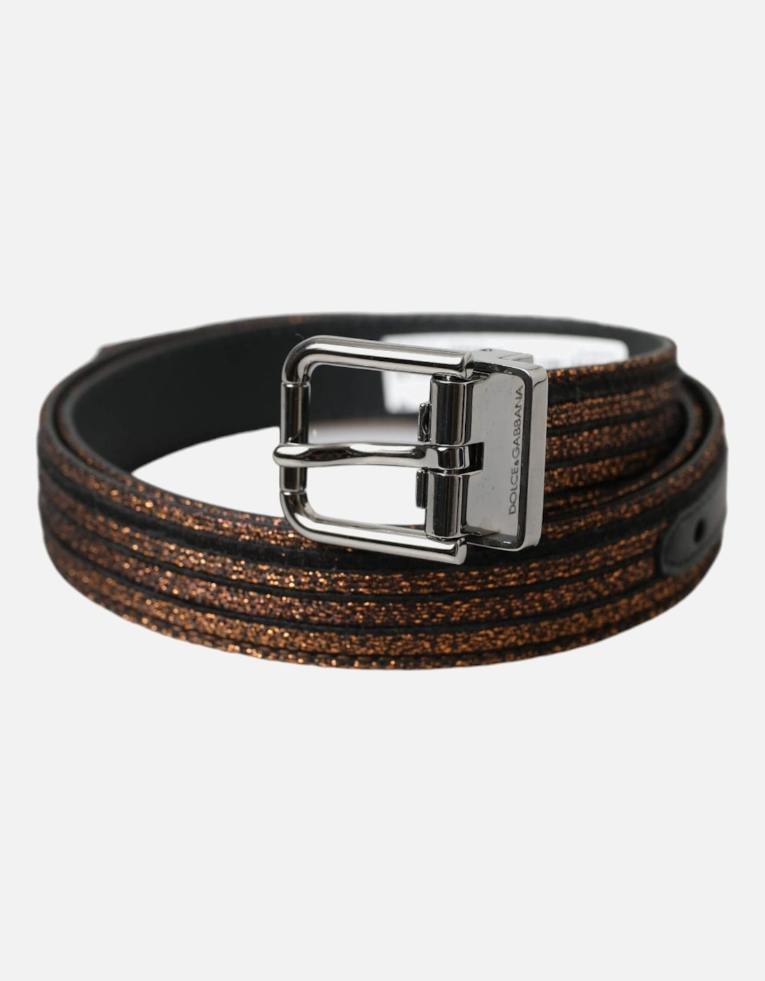 Authentic Leather Belt with Engraved Metal Logo Buckle Women - Gold, 6 of 5