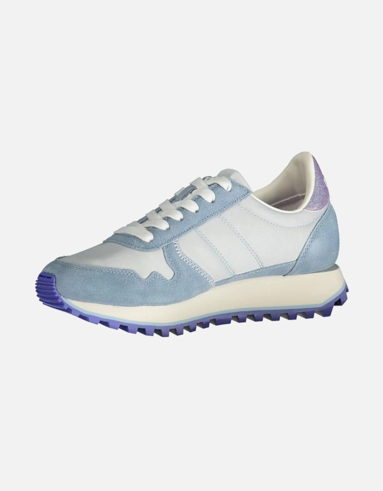 Sporty Lace-up Shoes with Contrast Details and Logo Women - Light Blue