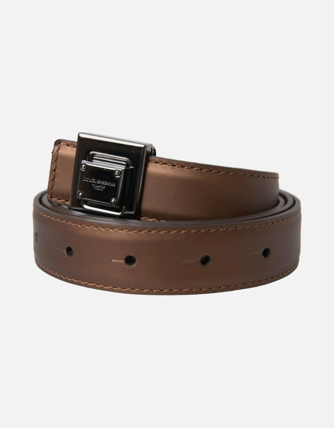 Bronze Leather Logo Belt with Engraved Buckle Women, 7 of 6
