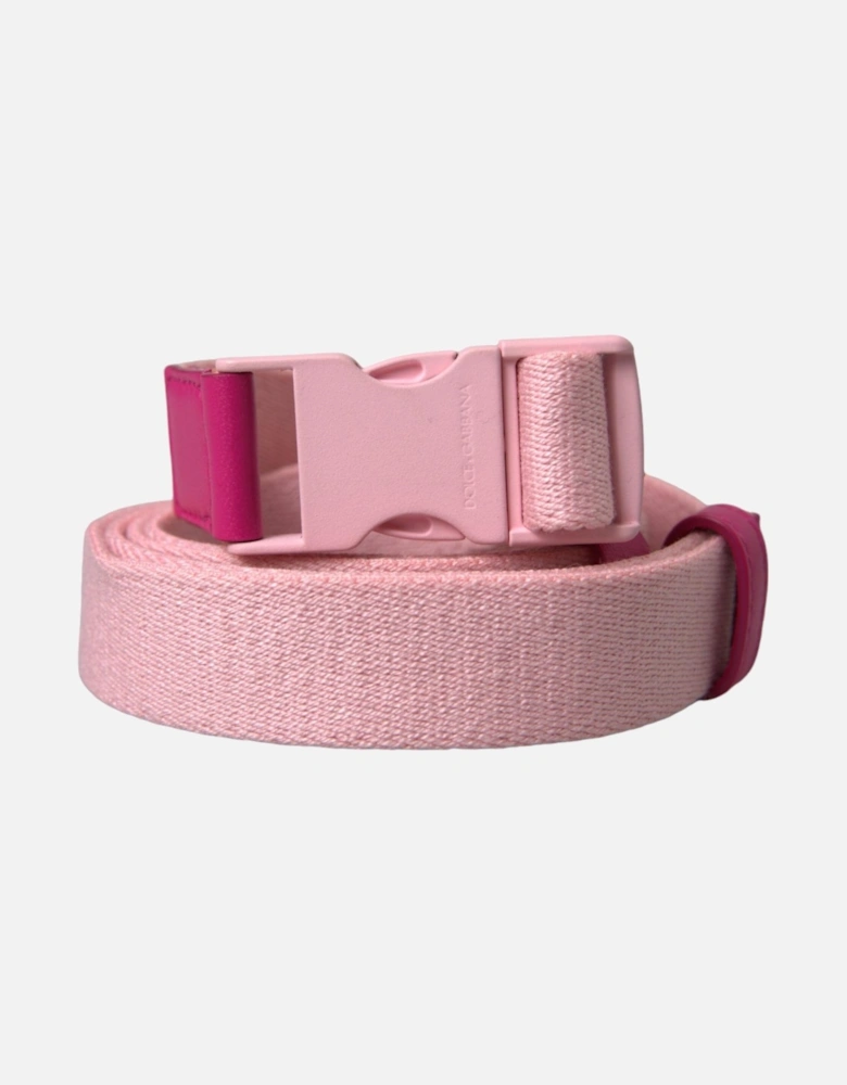 Authentic Pink Plastic Buckle Belt with Logo Detail Women