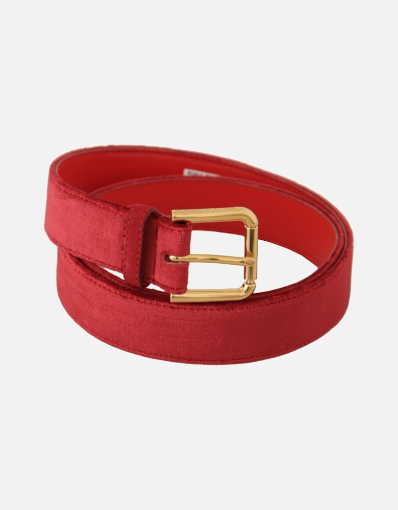 Velvet Belt Red Gold Buckle Women