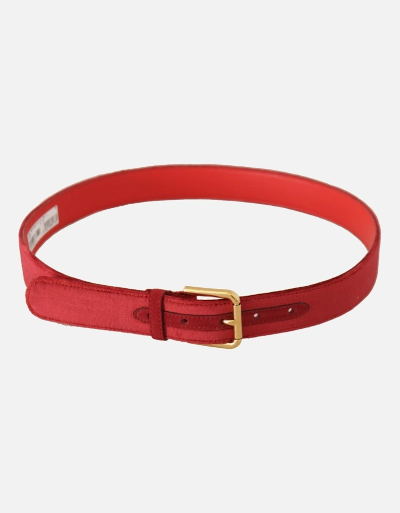 Velvet Belt Red Gold Buckle Women