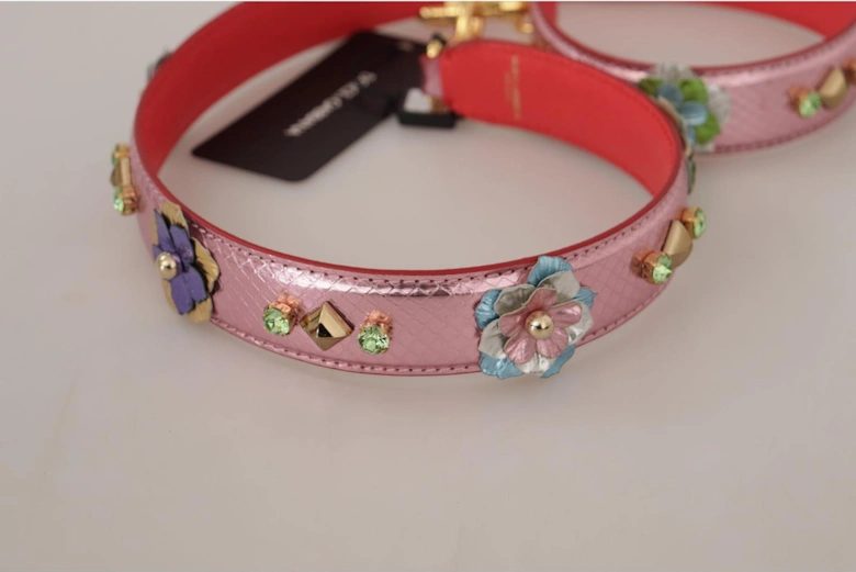 Floral Leather Bag Strap Model Pink Women