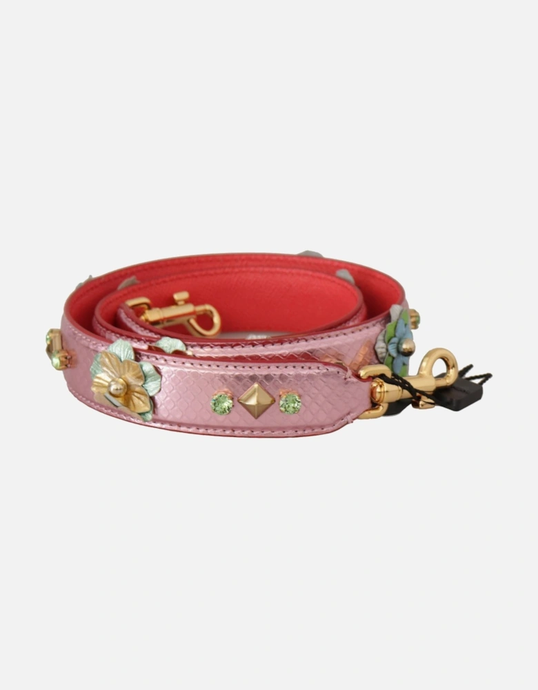 Floral Leather Bag Strap Model Pink Women