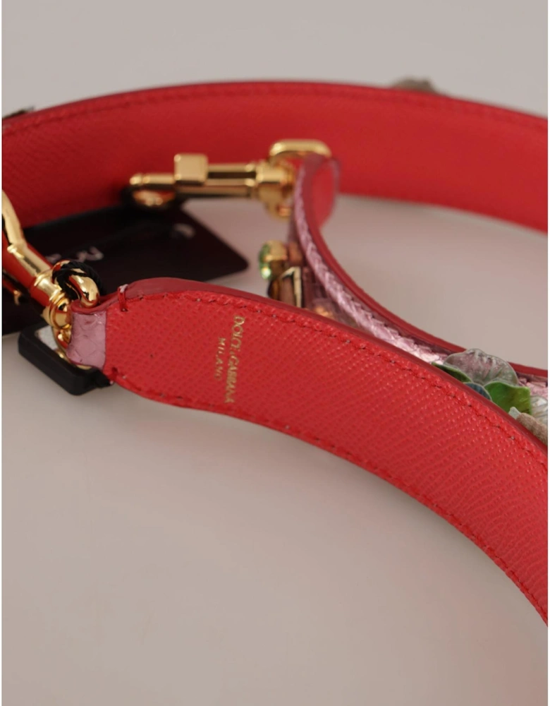 Floral Leather Bag Strap Model Pink Women