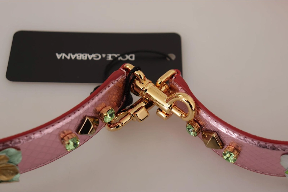 Floral Leather Bag Strap Model Pink Women