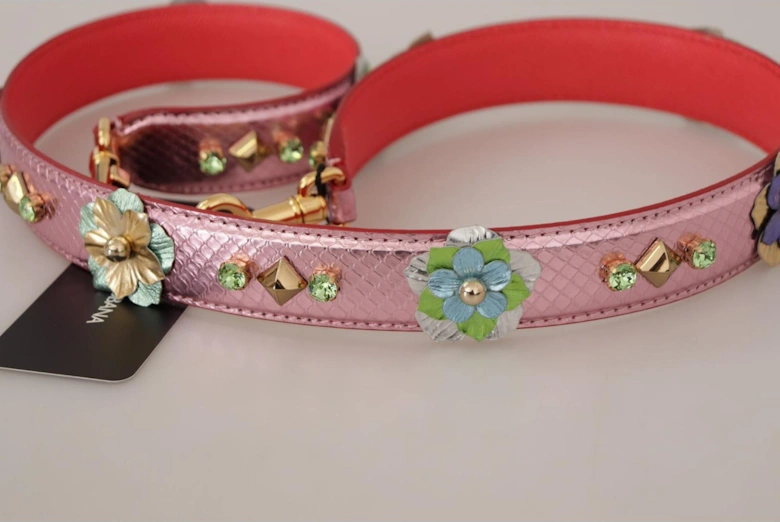 Floral Leather Bag Strap Model Pink Women