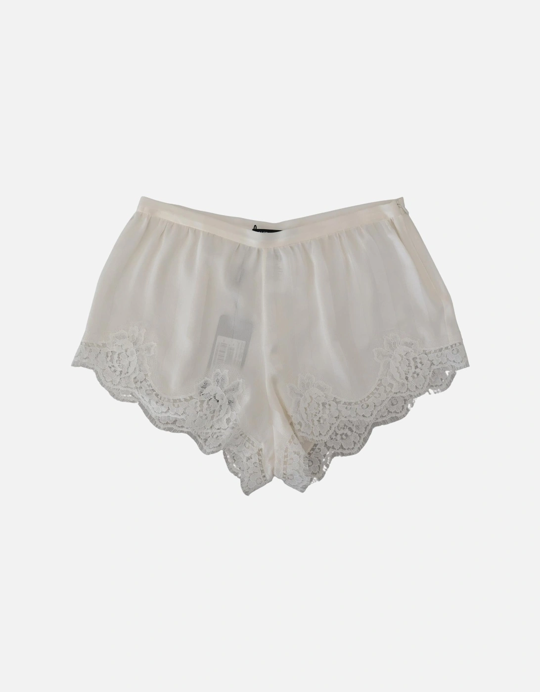 Lace Trim Silk-Cotton Lingerie Shorts Women - White Underwear