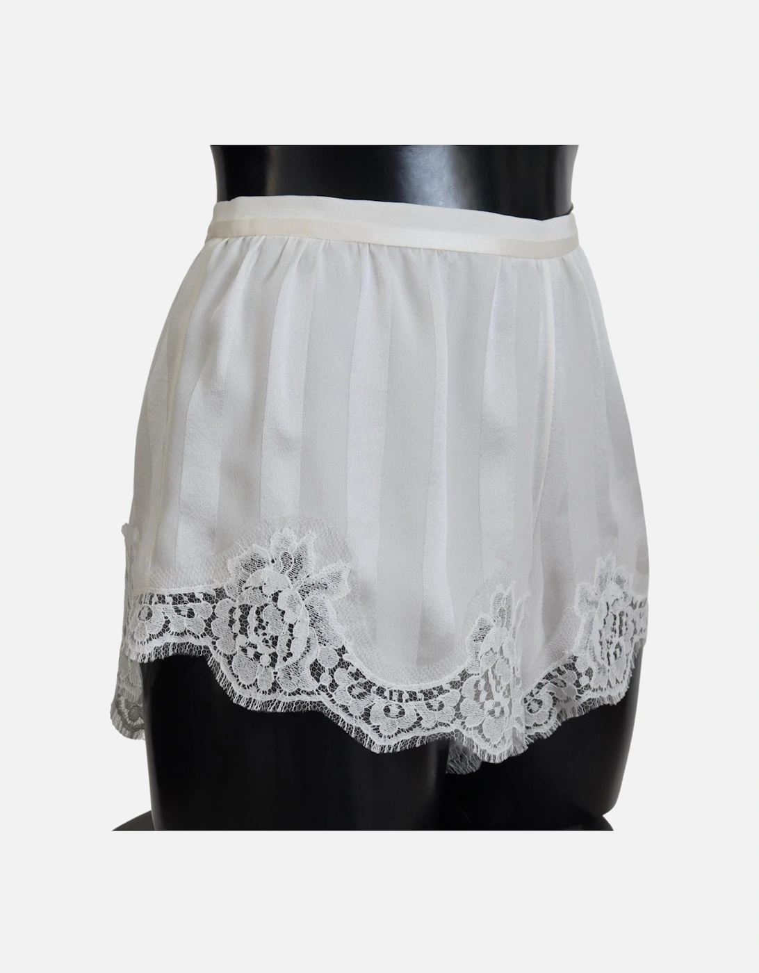 Lace Trim Silk-Cotton Lingerie Shorts Women - White Underwear