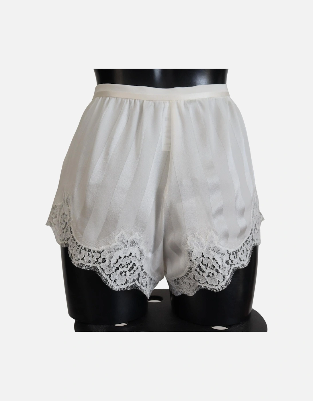 Lace Trim Silk-Cotton Lingerie Shorts Women - White Underwear