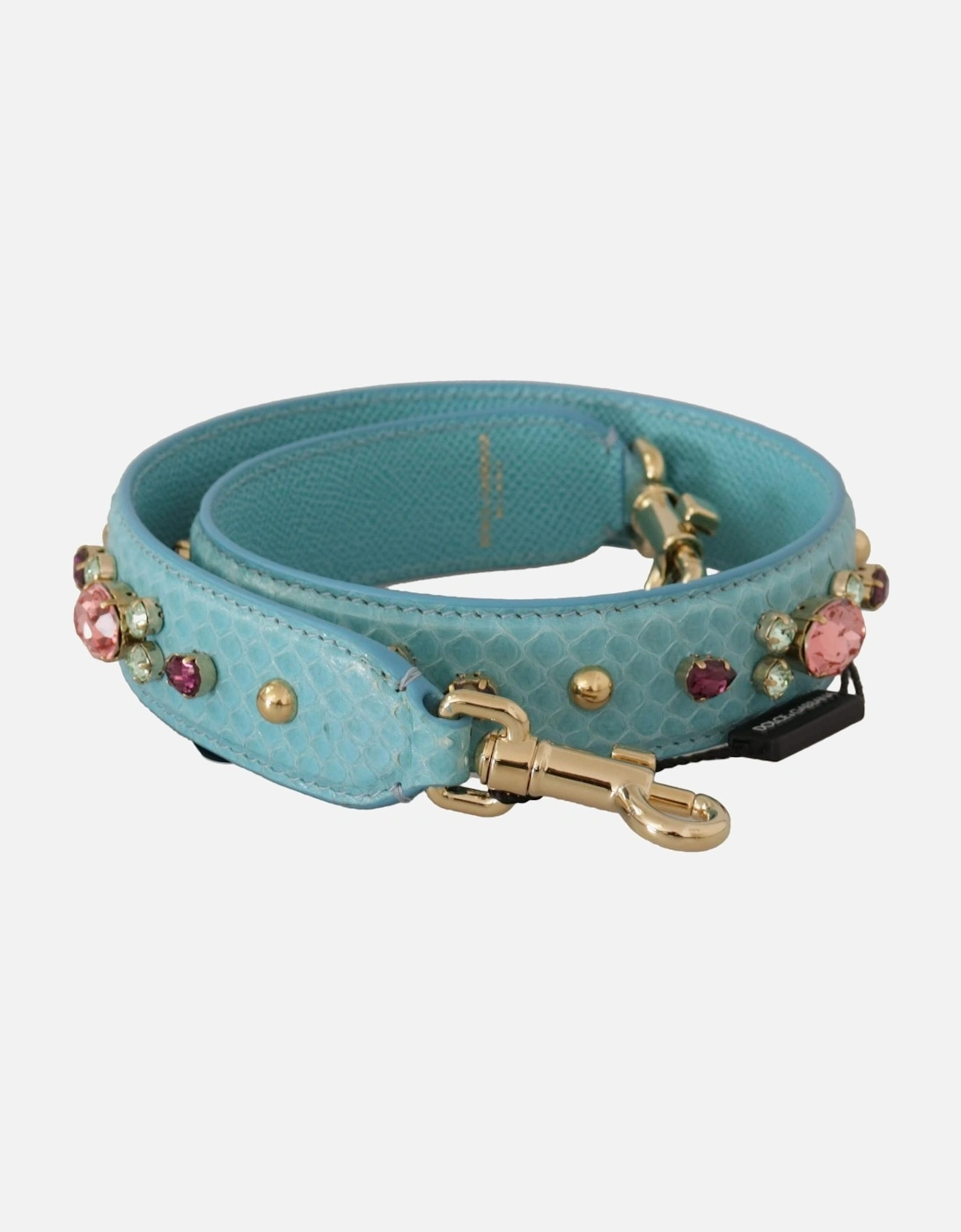 Leather Shoulder Bag Strap with Gold-Tone Clasps Women - Light Blue, 7 of 6