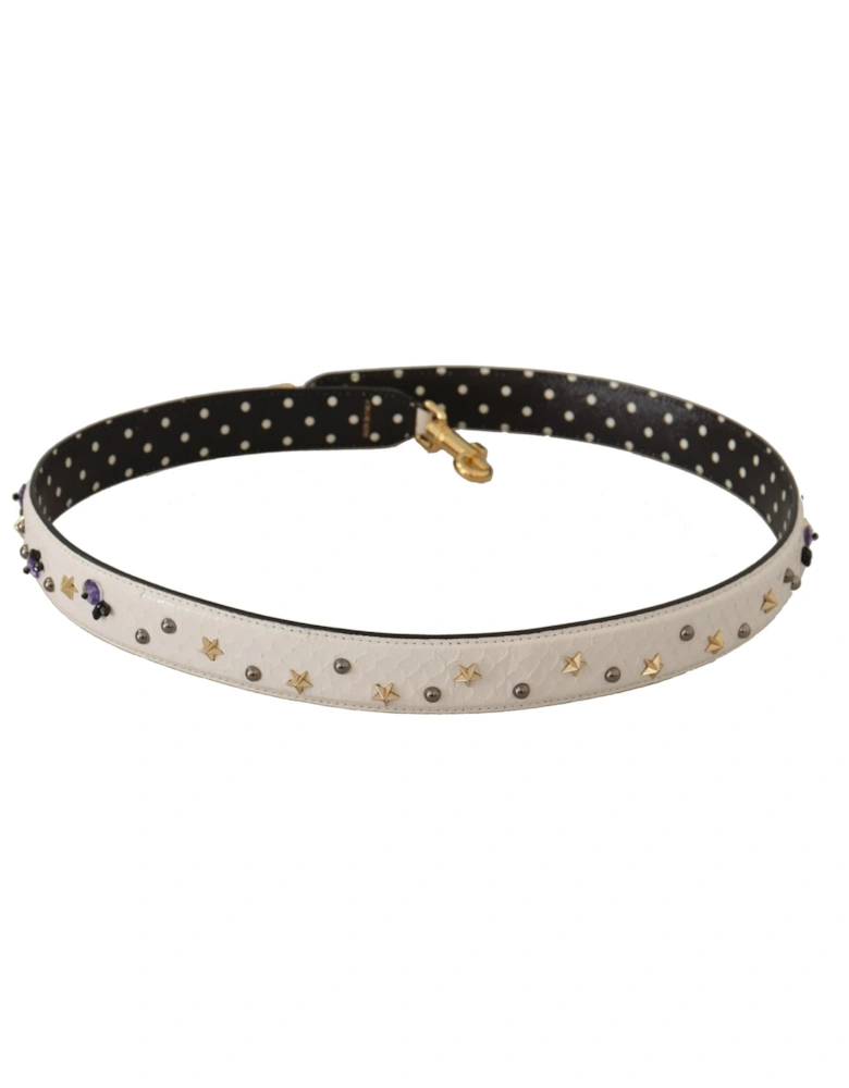 Floral Star Leather Bag Strap Women - White
