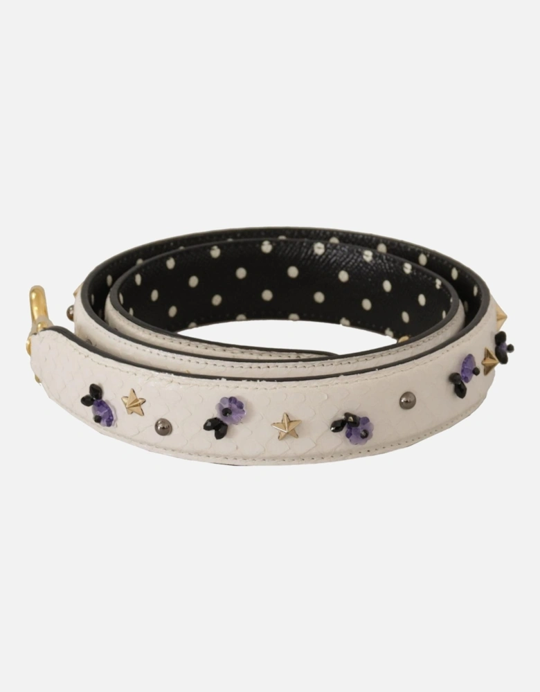 Floral Star Leather Bag Strap Women - White