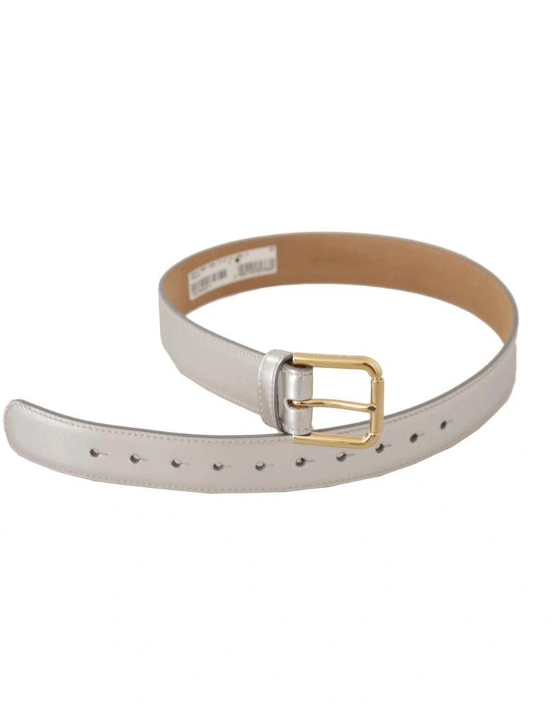 Leather Belt Light Grey Women - Silver