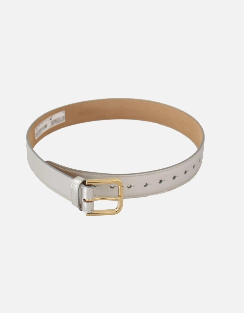 Leather Belt Light Grey Women - Silver