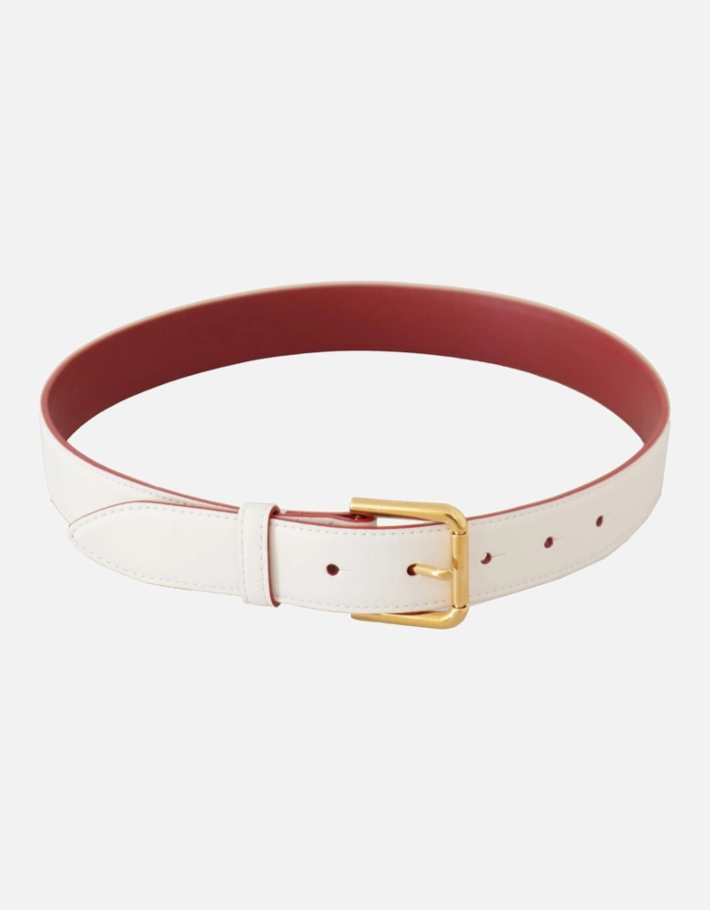 Leather Belt Gold Buckle Women - White